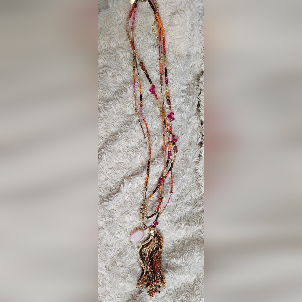 Chicos Three Stranded Multi Colored Beaded Statem… - image 5